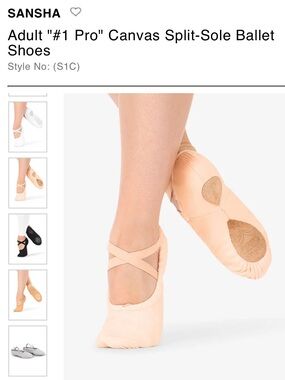 Brand New Sansha Peach Canvas Split-Sole Ballet Shoes Womens Size 10 Dancer